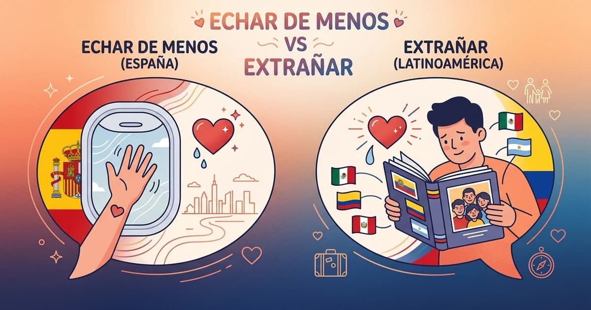 "Echar de Menos" vs "Extrañar": Differences and Regional Usage in Spanish - visual 1